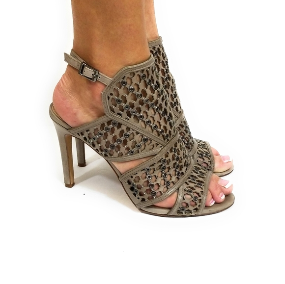 VINCE CAMUTO Taupe Korthina Caged Heels Sandals 8 - Picture 2 of 12